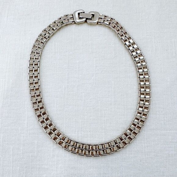 Vintage Chunky Light Gold Chain Choker Necklace - Picture 1 of 3